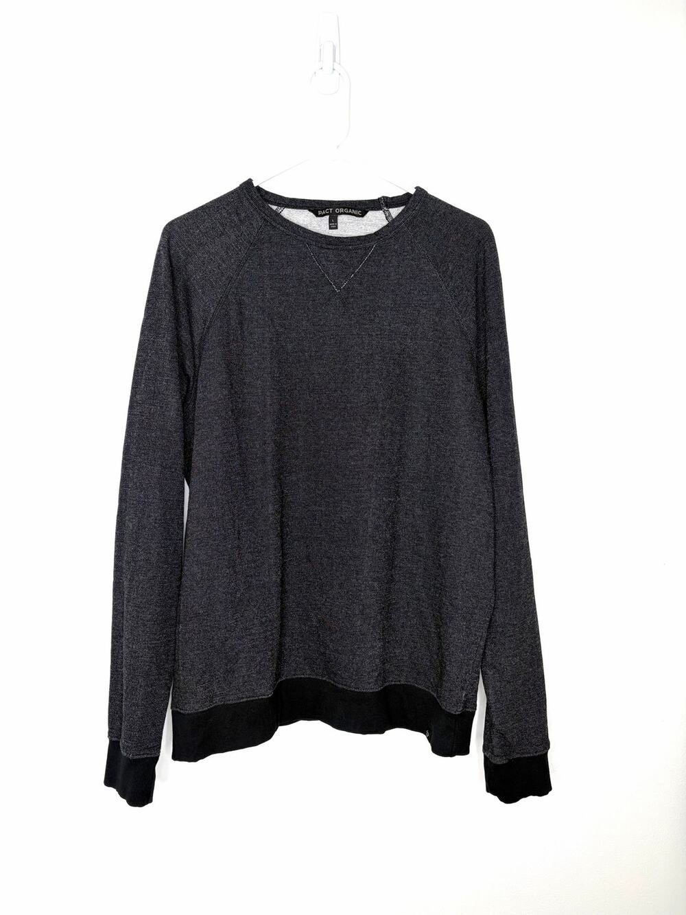 Pact Organic Cotton Blend Crewneck Sweatshirt Men's Sz L Black Casual Comfort
